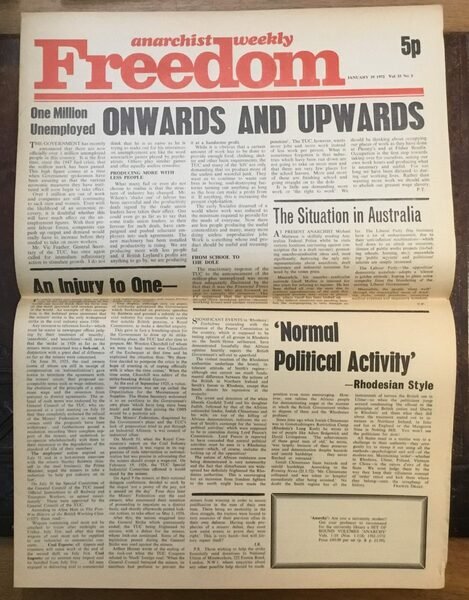 Anarchist weekly Freedom. January 29 1972. Vol. 33 No 5