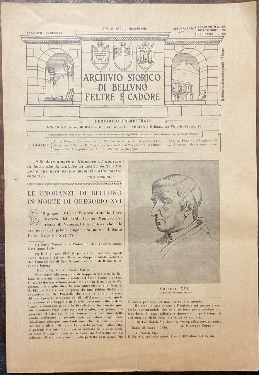 Archivio Storico di Belluno Feltre e Cadore. Anno XVIII. Numero … | Immagine principale