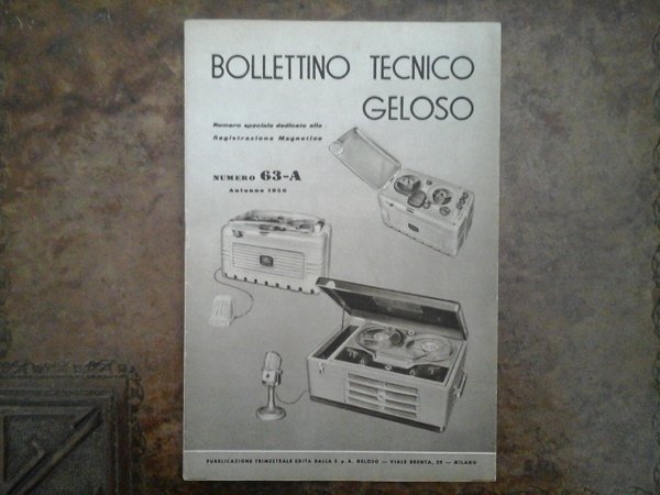 Bollettino tecnico Geloso num. 63-A. Autunno 1956