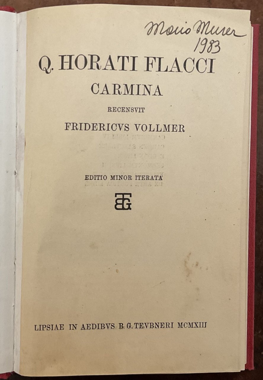Carmina. Recensuit. Friedericus Vollmer