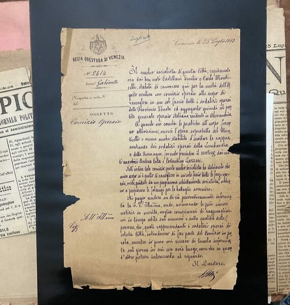 Comizio operaio - Partito Operaio Italiano, Venezia. Informativa della Regia …