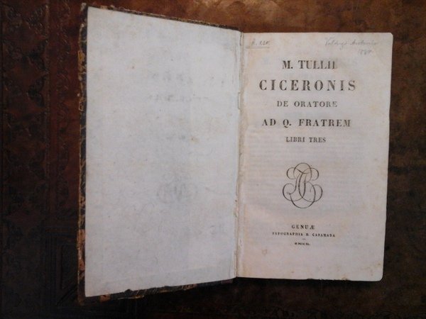 De Oratore ad Q. Fratrem. Libri tres.
