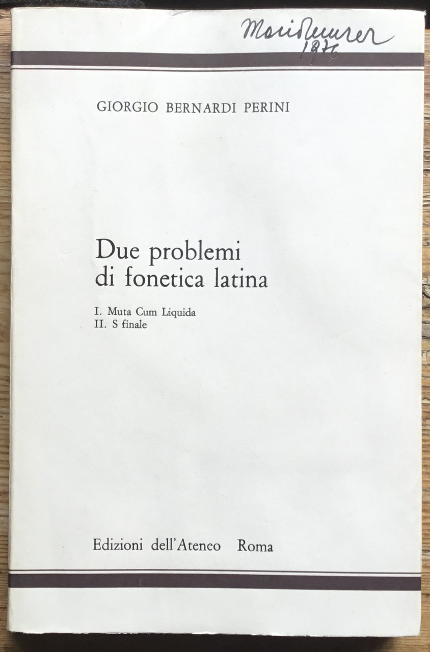 Due problemi di fonetica Latina. I : Muta Cum Liquida. … | Immagine principale