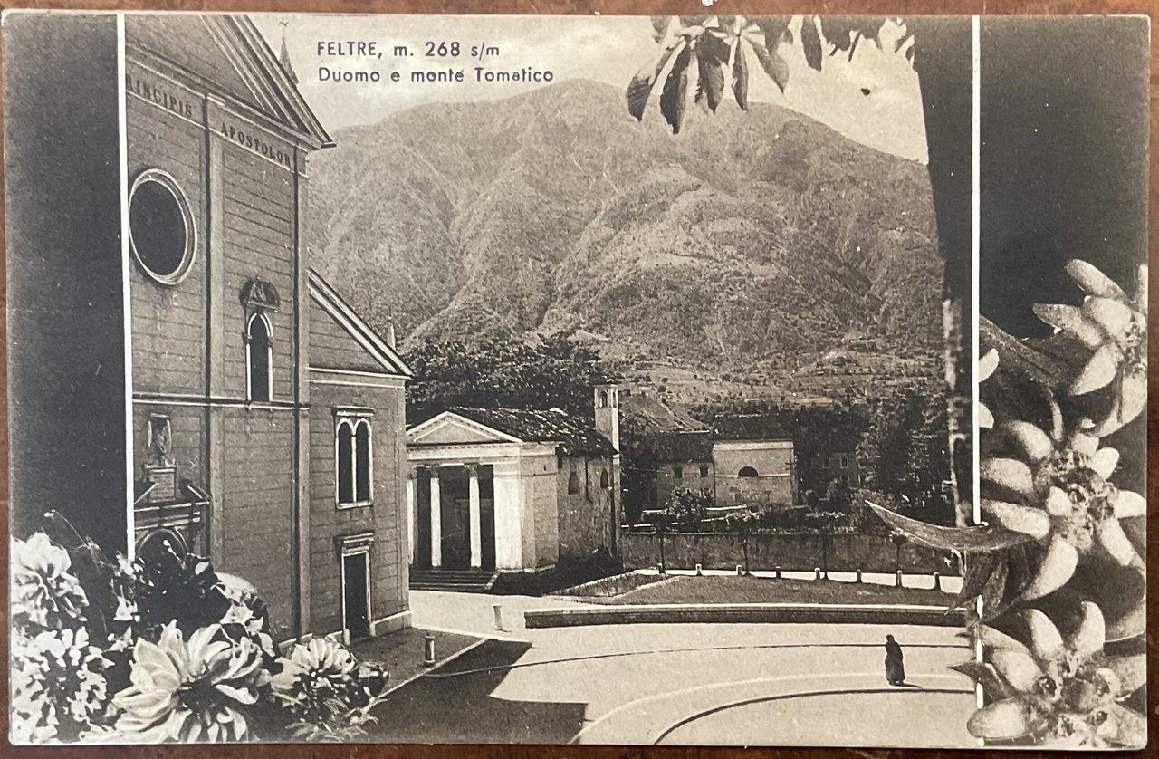 Feltre, Duomo e Monte Tomatico. Cartolina