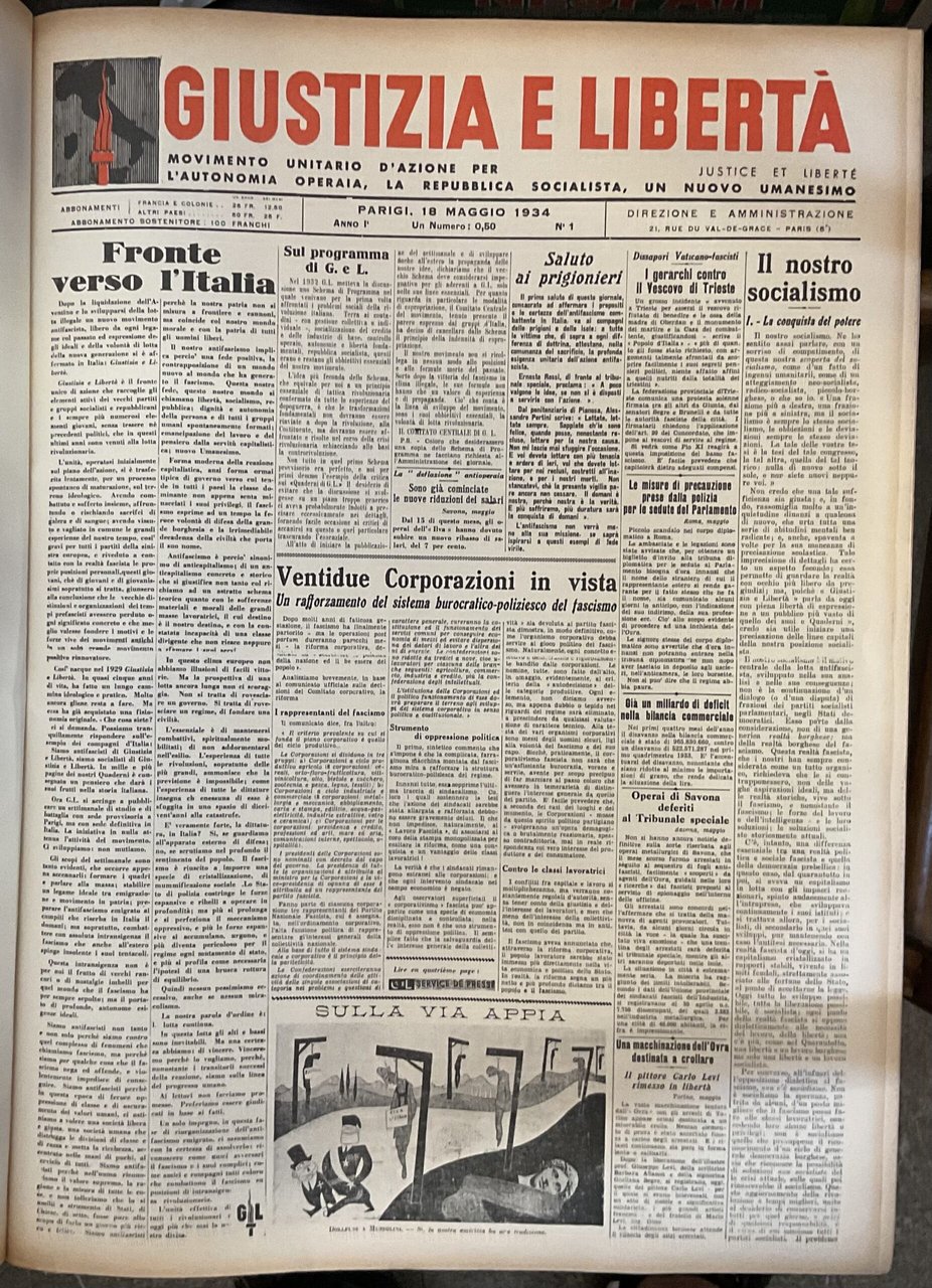 Giustizia e libertà. Vol. I: Movimento unitario d’azione per l’autonomia …