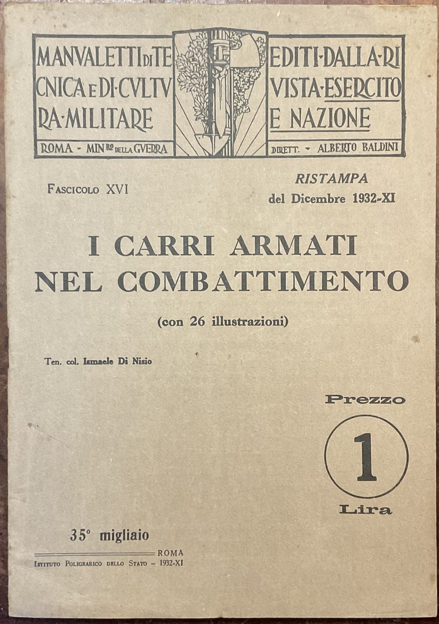 I carri armati nel combattimento. Manualetti di tecnica militare editi … | Immagine principale