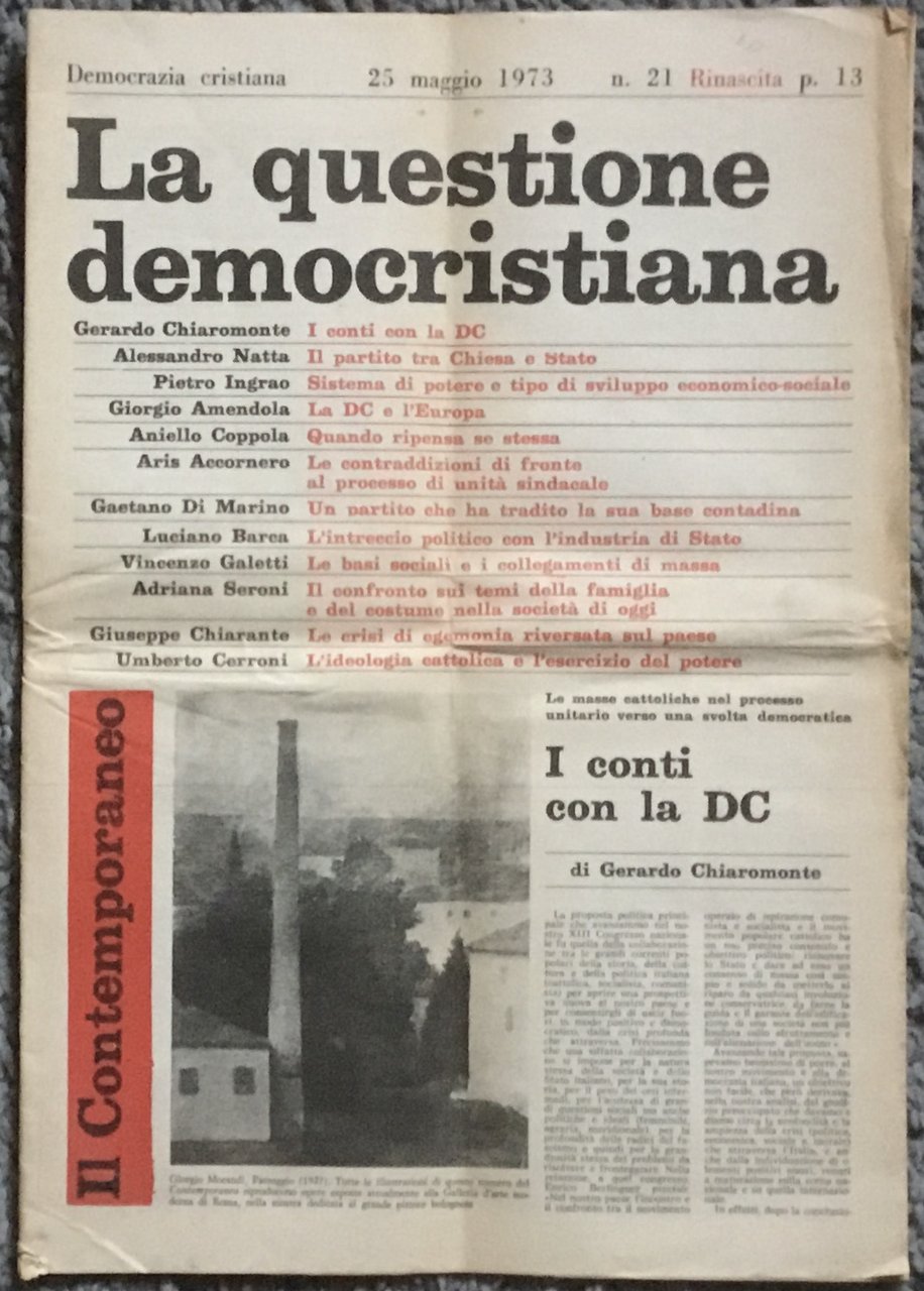 Il Contemporaneo. La questione democristiana. | Immagine principale