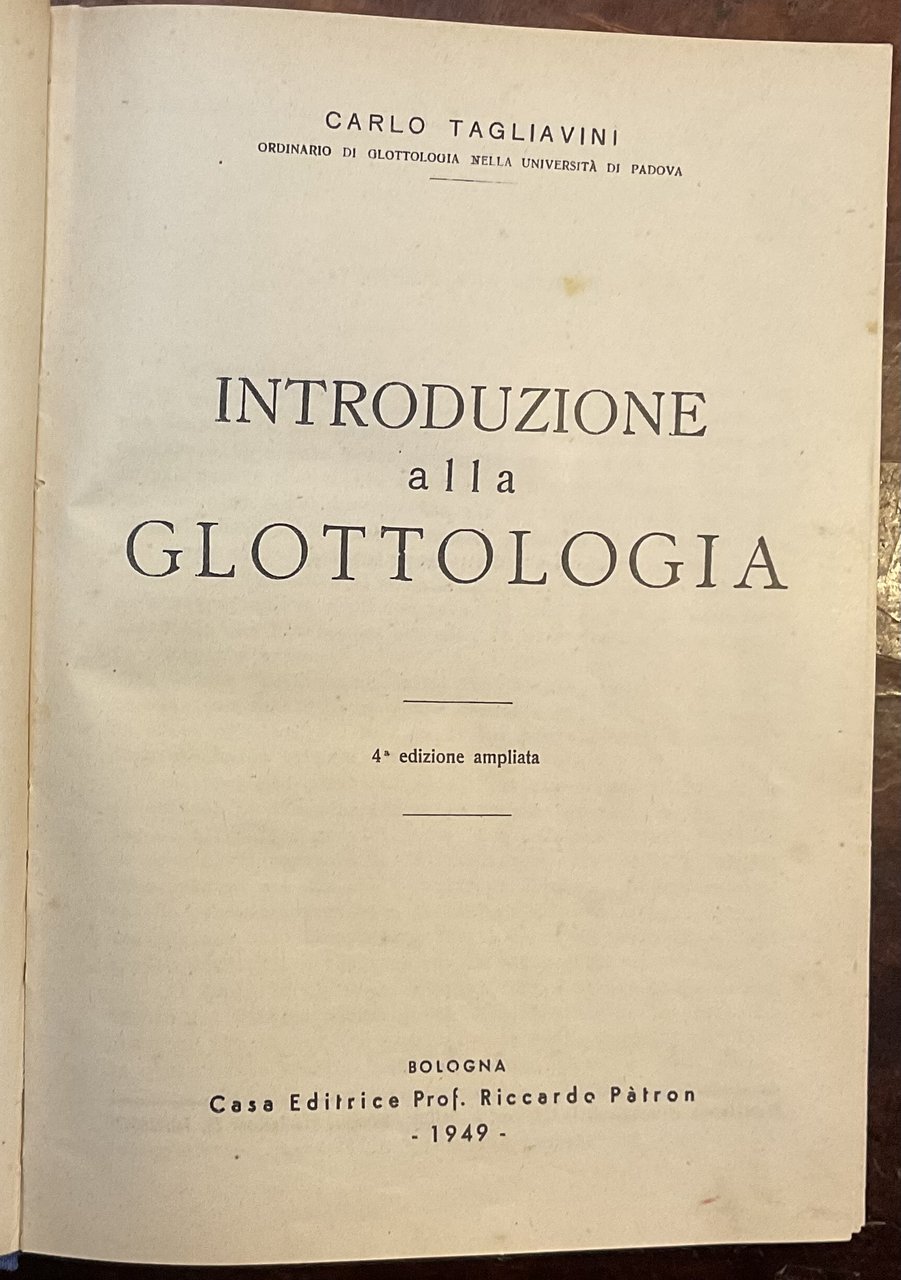 Introduzione alla Glottologia. 4° Edizione ampliata