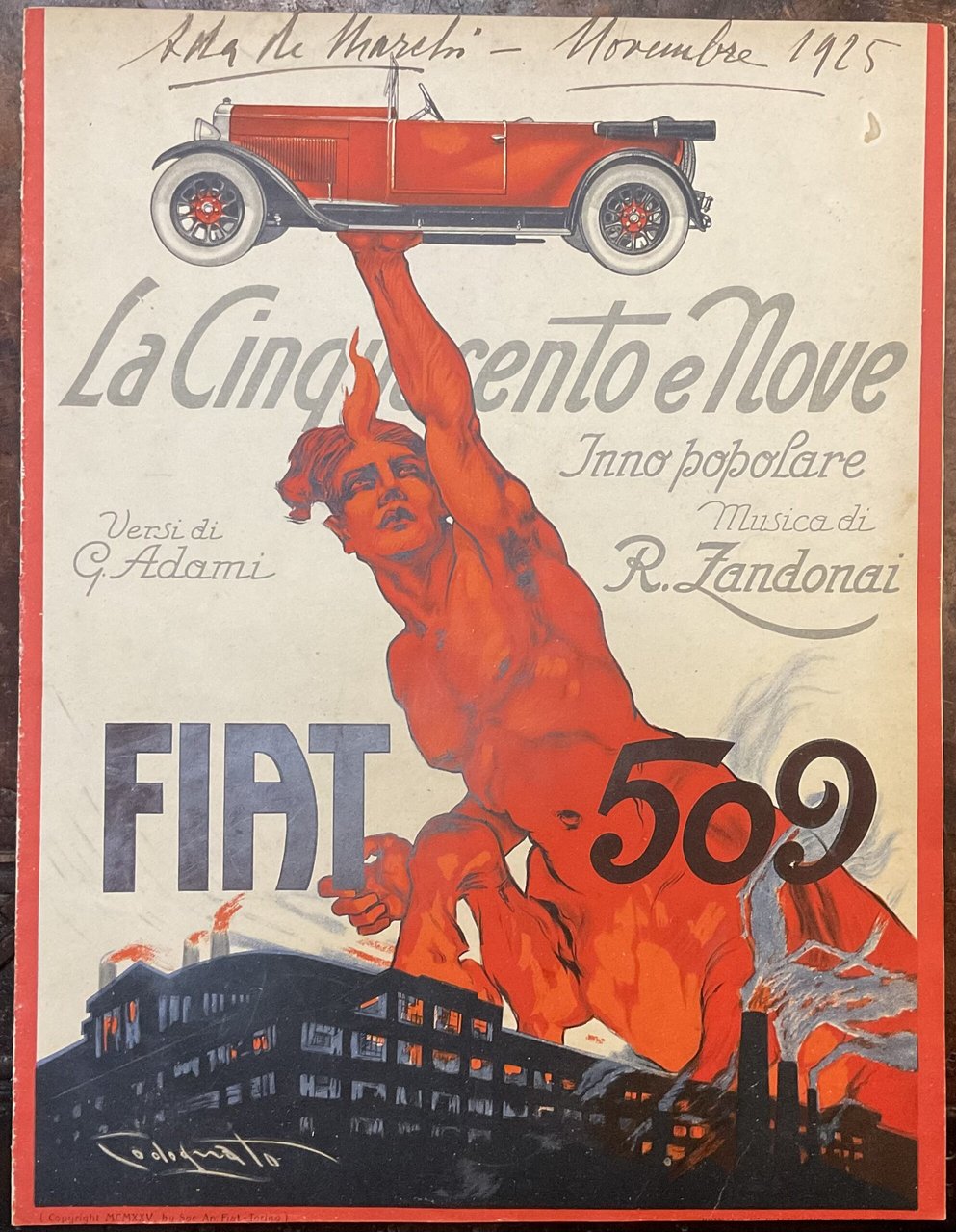 La Cinquecento e Nove, FIAT 509. Inno popolare