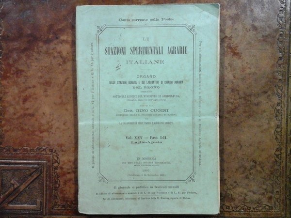 Le Stazioni Sperimentali Agrarie Italiane. Vol. XXV - Fasc. I …