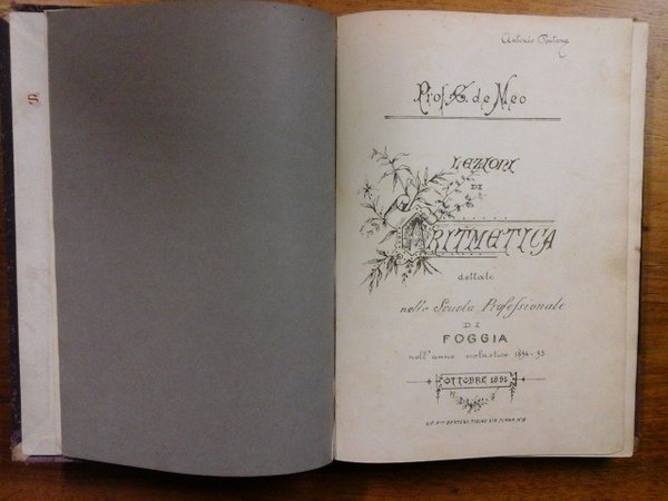 Lezioni di aritmetica dettate nella scuola professionale di Foggia nell'anno …