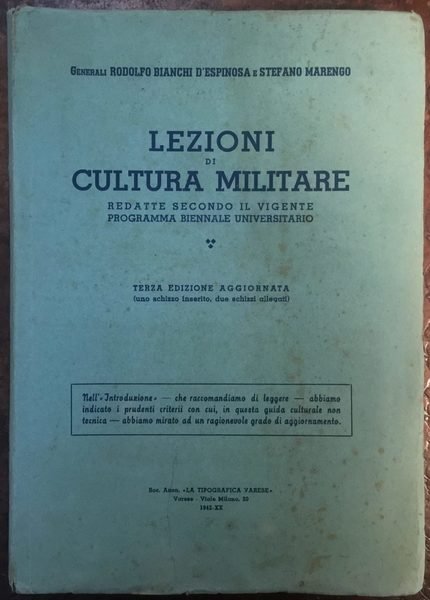 Lezioni di Cultura militare redatte secondo il vigente programma biennale …