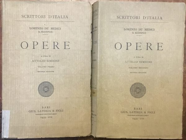 Lorenzo De Medici, Il Magnifico. Opere. Due volumi