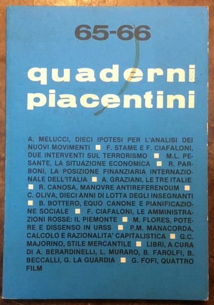 Quaderni Piacentini. N. 65-66, anno XVII, febbraio 1978