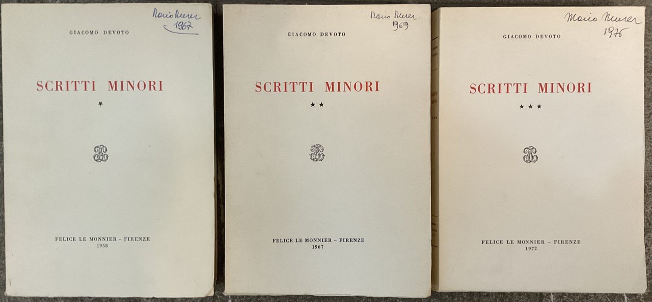 Scritti minori. Tre volumi