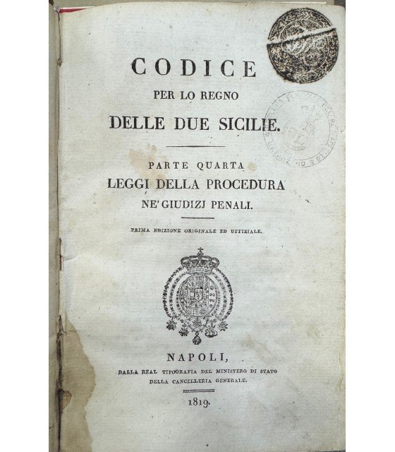 Codice per lo regno delle Due Sicilie. Parte Quarta. | Immagine principale