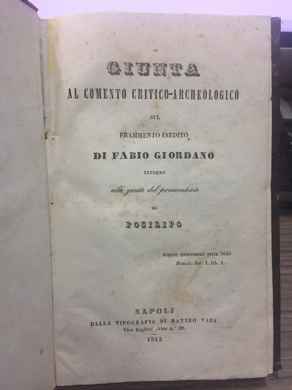 Giunta al comento critico-archeologico sul frammento inedito