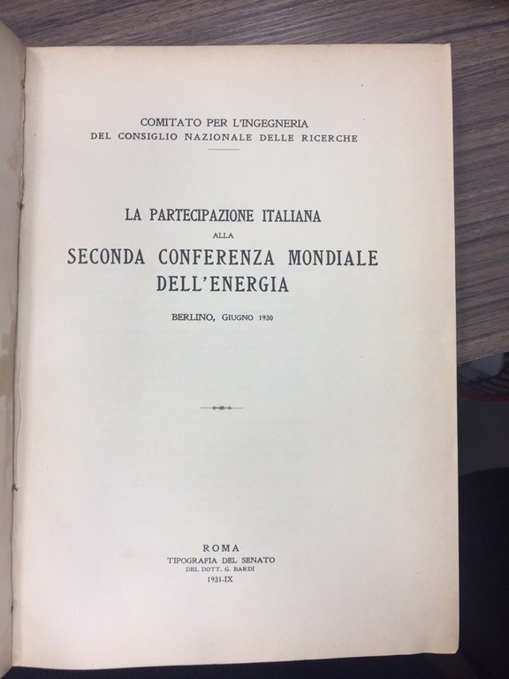 La partecipazione italiana seconda conferenza mondiale dell'Energia
