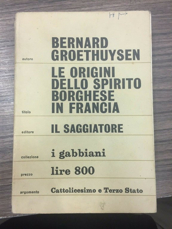 Le origini dello spirito borghese in Francia