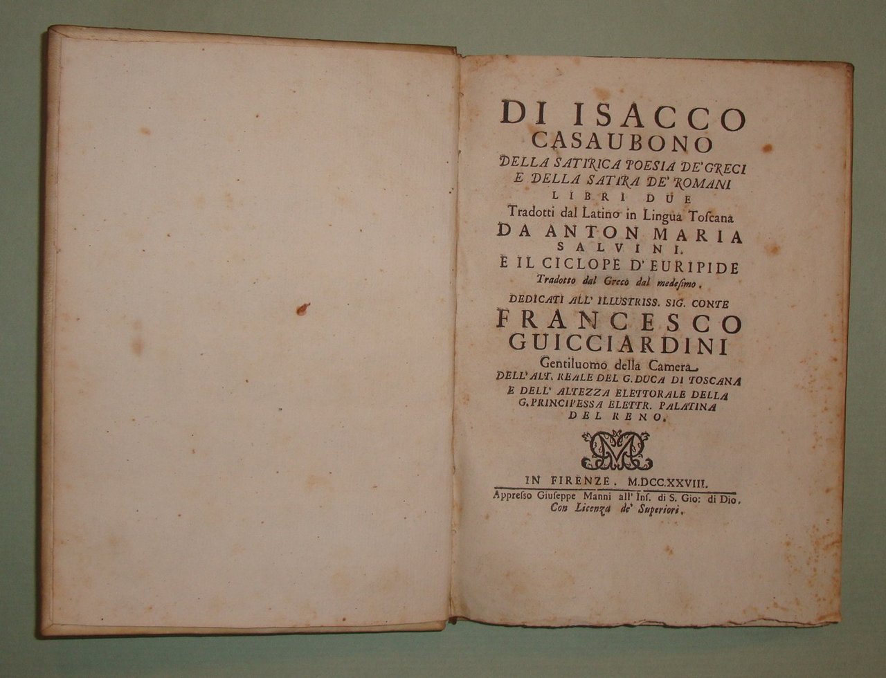 Della satirica poesia de’ Greci e della satira de’ Romani.