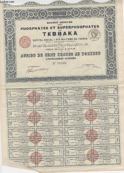 1 ACTION DE CENT FRANCS AU PORTEUR - PHOSPHATES ET …