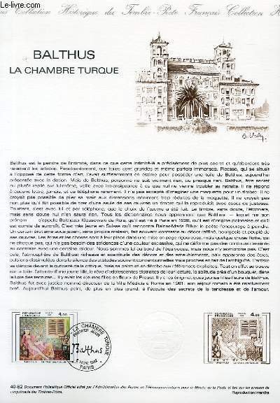 DOCUMENT PHILATELIQUE OFFICIEL N°40-82 - BALTHUS LA CHAMBRE TURQUE (N°2245 YVERT ET TELLIER)