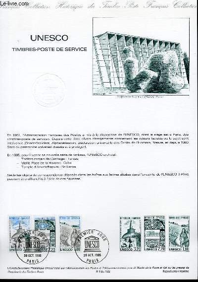 DOCUMENT PHILATELIQUE OFFICIEL N°OU-85 - UNESCO - TIMBRE POSTE DE …