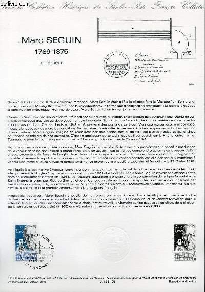 DOCUMENT PHILATELIQUE OFFICIEL N°05-86 - MARC SEGUIN 1786-1875 - INGENIEUR …