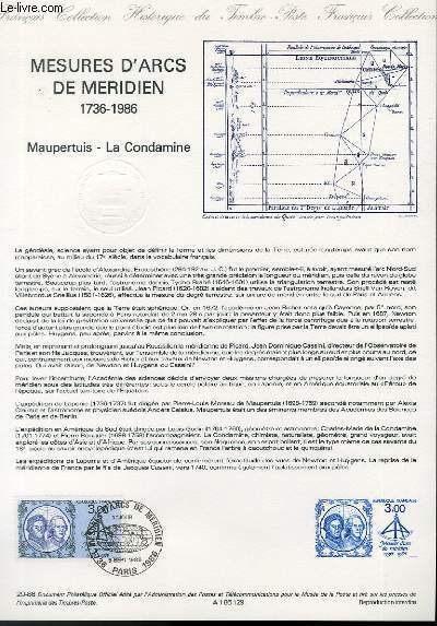 DOCUMENT PHILATELIQUE OFFICIEL N°29-86 - MESURES D'ARCS DE MERIDIEN 1736-1986 … | Immagine principale