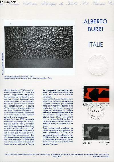 DOCUMENT PHILATELIQUE OFFICIEL N°34-92 - ALBERTO BURRI - ITALIE (N°278 YVERT ET TELLIER)