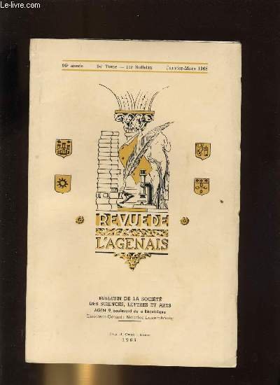 Revue de l'Agenais 95e ann�e n� 1 - Table m�thodique …