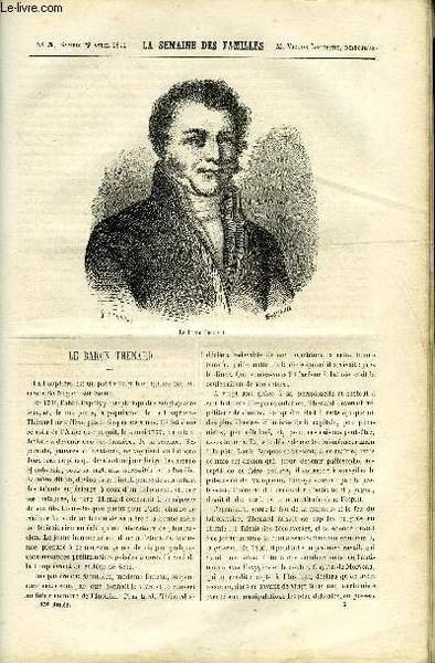LA SEMAINE DES FAMILLES 13EME ANNEE N°5 - LE BARON THENARD DE XAVIER DE CORLAS, L'HERITAGE DU CROISE (FIN) DE GRABIELLE D'ETHAMPES, L'ORDRE DE SAINT-JEAN DE JERUSALEM DE G. DE LA LANDELLE, LES PERLES ROUGES DE ALFRED DELARZES