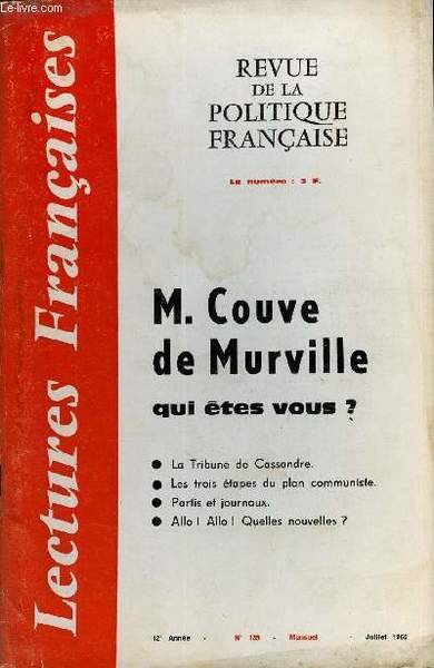 LECTURES FRANCAISES N� 135 - M. COUVE DE MURVILLE QUI … | Immagine principale