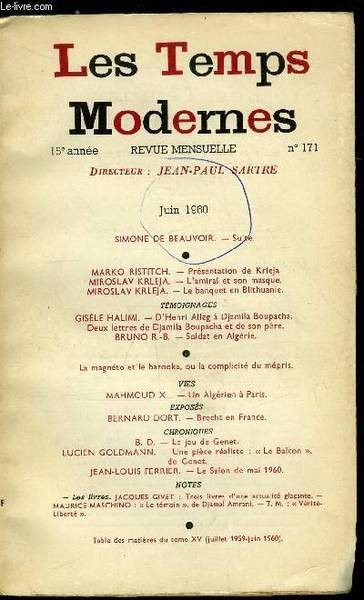 LES TEMPS MODERNES N� 171 - Suite par Simone de …