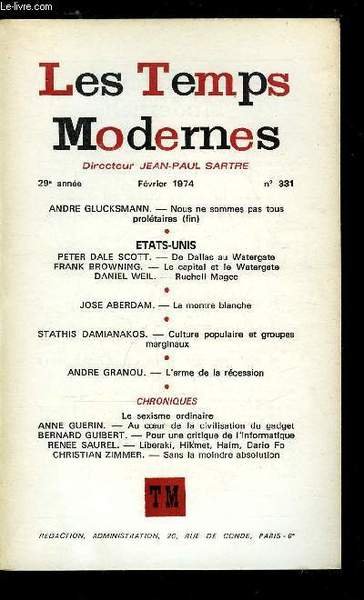 LES TEMPS MODERNES N� 331 - Nous ne sommes pas …