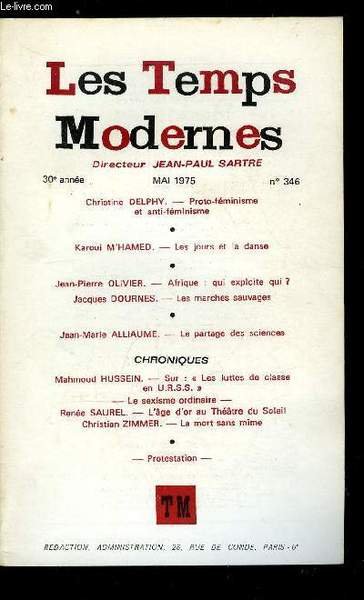 LES TEMPS MODERNES N� 346 - Proto-f�minisme et anti-f�minisme par …