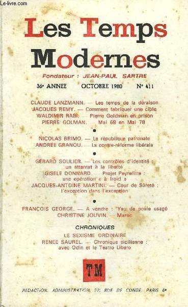 LES TEMPS MODERNES N� 411 - CLAUDE LANZMANN. � Les … | Immagine principale