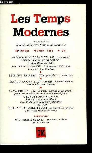 LES TEMPS MODERNES N� 547 - L'Etre et le N�ant …