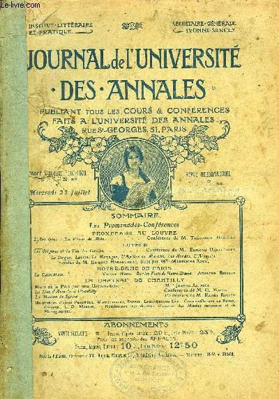 JOURNAL DE L'UNIVERSITE DES ANNALES ANNEE SCOLAURE 1907-1908 N°22 - … | Immagine principale