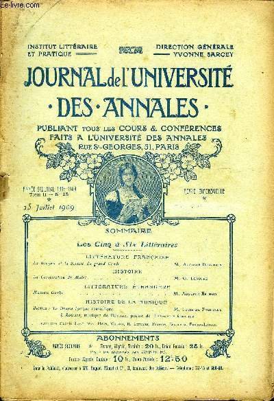 JOURNAL DE L'UNIVERSITE DES ANNALES ANNEE SCOLAIRE 1908-1909 N°15 - … | Immagine principale