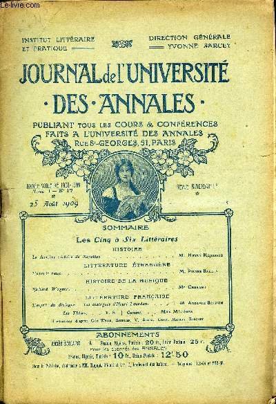 JOURNAL DE L'UNIVERSITE DES ANNALES ANNEE SCOLAIRE 1908-1909 N°17 - … | Immagine principale