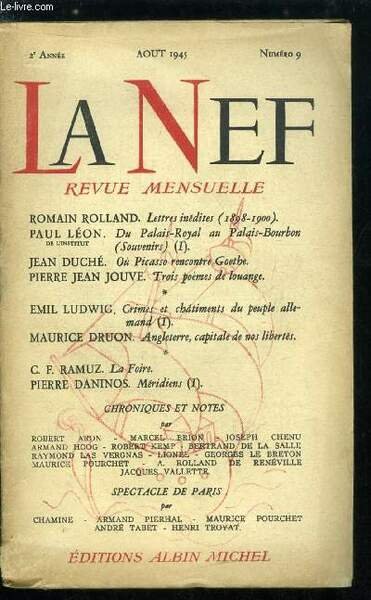 LA NEF 2e ANNEE N° 9 - Lettres inédites (1898-1900) …