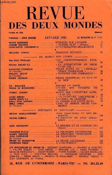 REVUE DES DEUX MONDES N�1 - PIERRE MESSMER . MENACES …