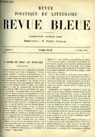 REVUE BLEUE - REVUE POLITIQUE ET LITTERAIRE 29e ANNEE N° … | Immagine principale