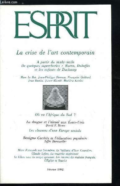 Esprit n° 179 - Quels critères d'appréciation esthétique aujourd'hui ? a partir du ready-made, Marcel Duchamp et ses célibataires même par Marc le Bot, Buran : de l'autopublicité pure, Dubuffet : du brut snob, et la suite par Jean Philippe Domecq