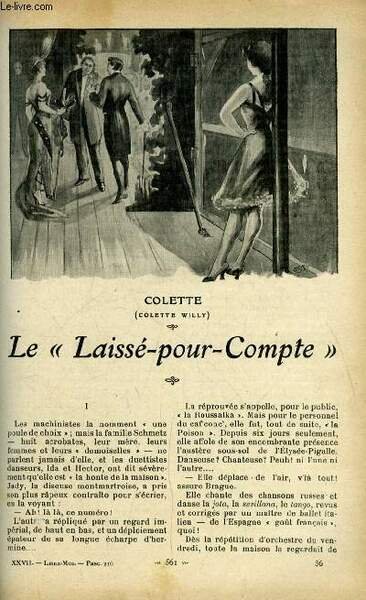 Lisez moi n° 216 - Le laissé pour Compte par Colette, Un nid dans les ruines (VI) par Léon de Tinseau, L'homme a la pèlerine par Charles Foley, L'attente par Henri de Régnier, La pièce par J. Marni, Tentation (III) par André Theuriet, La baionnette