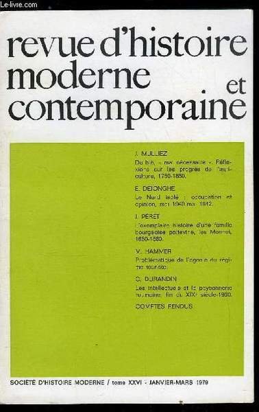 Revue d'histoire moderne et contemporaine tome XXVI - Du bl�, … | Immagine principale