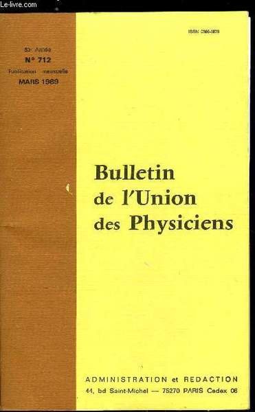 Bulletin de l'union des physiciens n� 712 - Des opinions … | Immagine principale