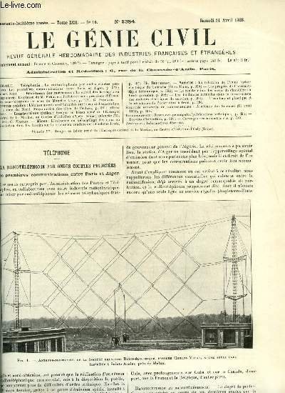 Le génie civil tome XCII n° 16 - La radiotéléphonie … | Immagine principale