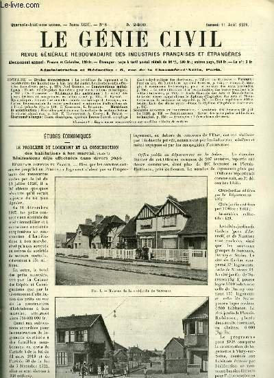 Le génie civil tome XCIII n° 6 - Le problème … | Immagine principale